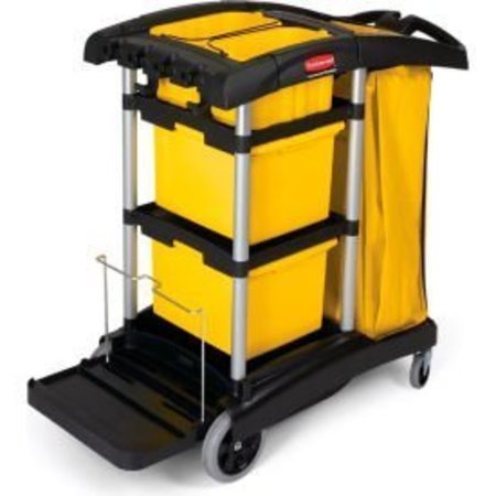 RUBBERMAID COMMERCIAL Rubbermaid® Microfiber Janitor Cart, Black 9T73 FG9T7300BLA